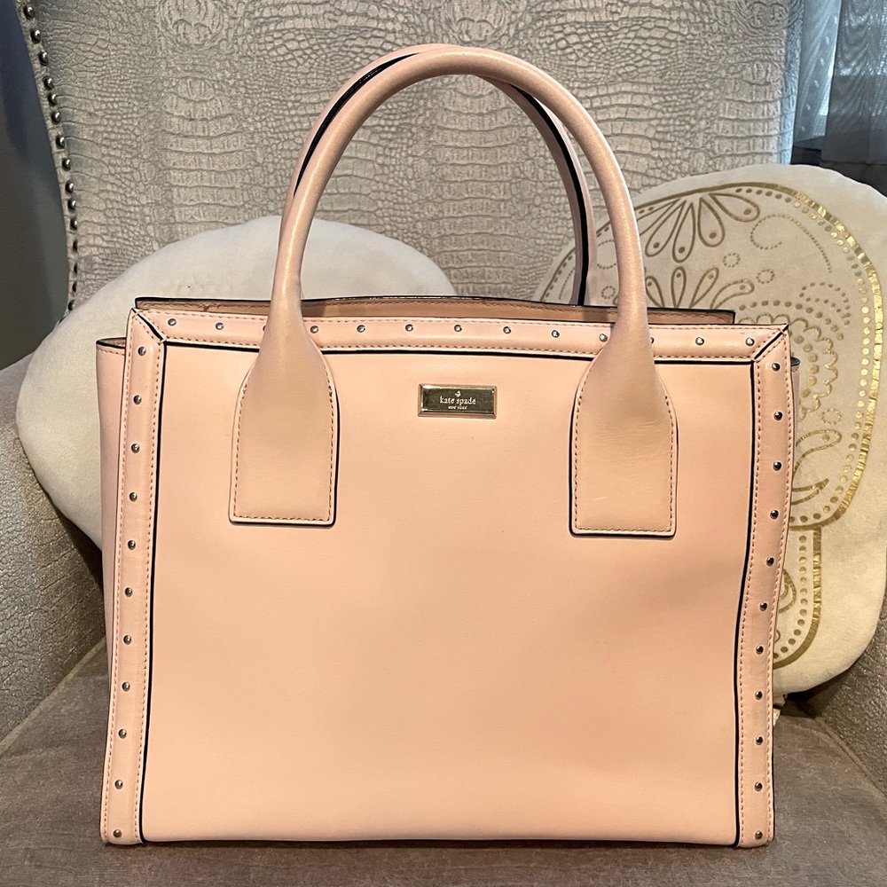 Kate Spade Light pink satchel purse with studs/ Medium size